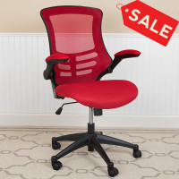 Flash Furniture BL-X-5M-RED-GG Mid-Back Red Mesh Swivel Ergonomic Task Office Chair with Flip-Up Arms